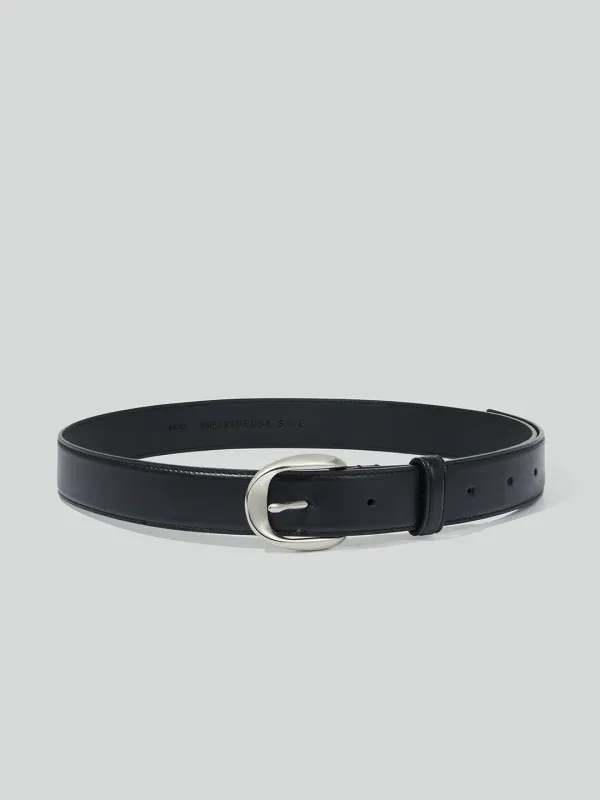 SIGNATURE ROUND BUCKLE BELT (SILVER)