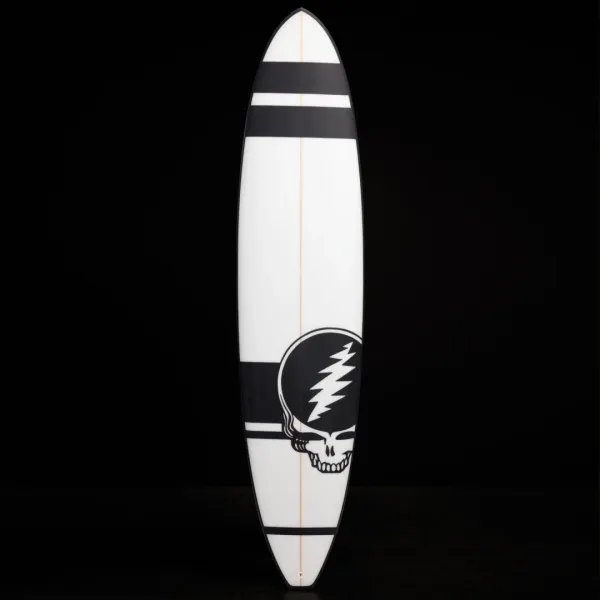 Grateful Dead Longboard 7Ft 10In - White & Black w/ Skull