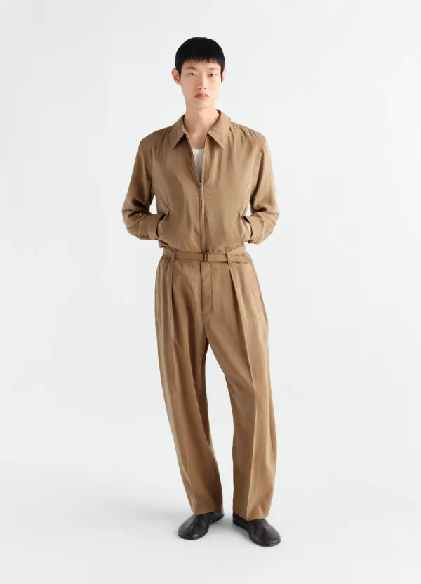 BELTED RELAXED PANTS IN DRY SILK