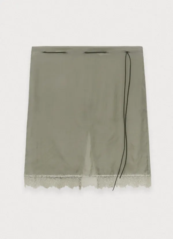 Lace over layered skirt - khaki