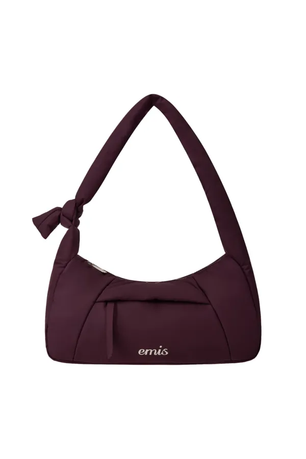 PADDED ZIP POCKET SHOULDER BAG-BURGUNDY