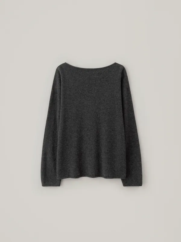 [Cashmere] Bern Boat Neck Knit - Charcoal