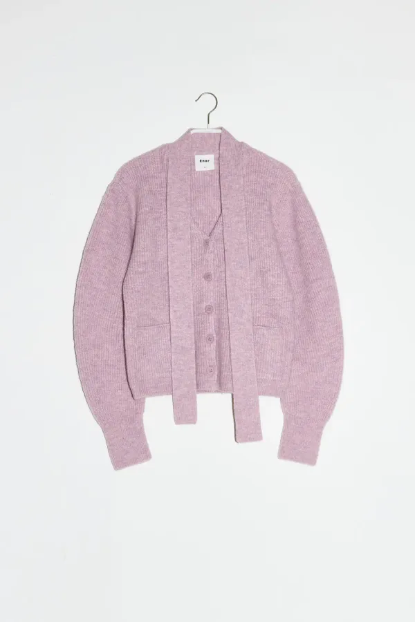 MUFFLER ALPACA KNIT CARDIGAN - PINK