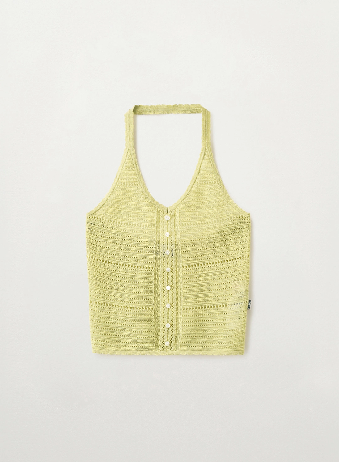 세터 (W) Crochet Halter Neck Knit Bustier - Olive Green 상품 이미지 1