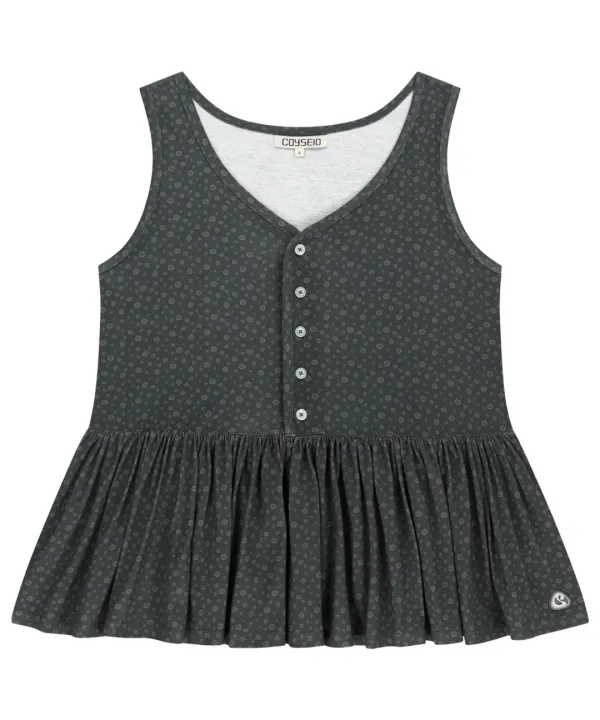 DUDU RUFFLE SLEEVELESS CHARCOAL