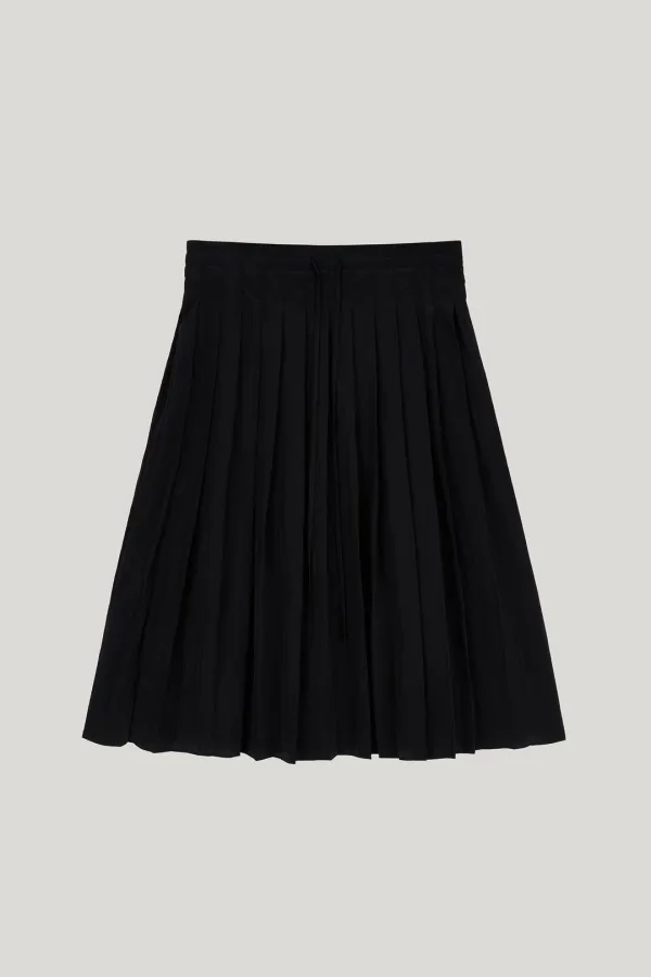 string pleated skirt_black
