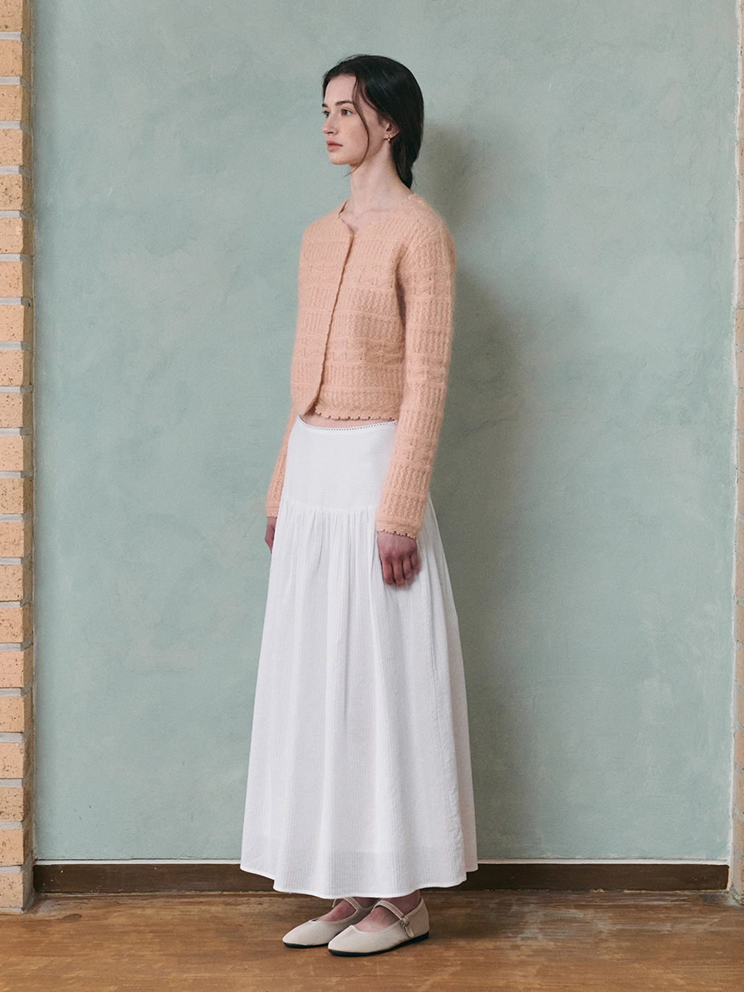 르니나 CAMILLE flare long skirt_white 상품 이미지 2