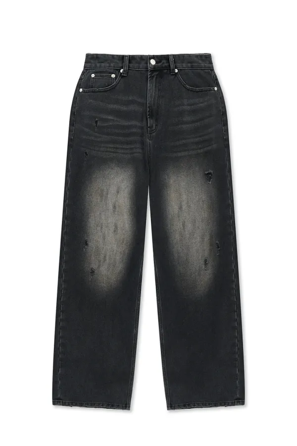VINTAGE DIRTY WASHED DENIM PANTS IN BLACK