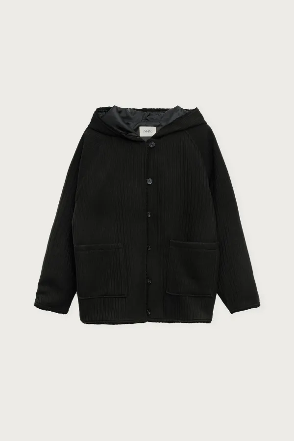 HOODED CARDIGAN JACKET BLACK