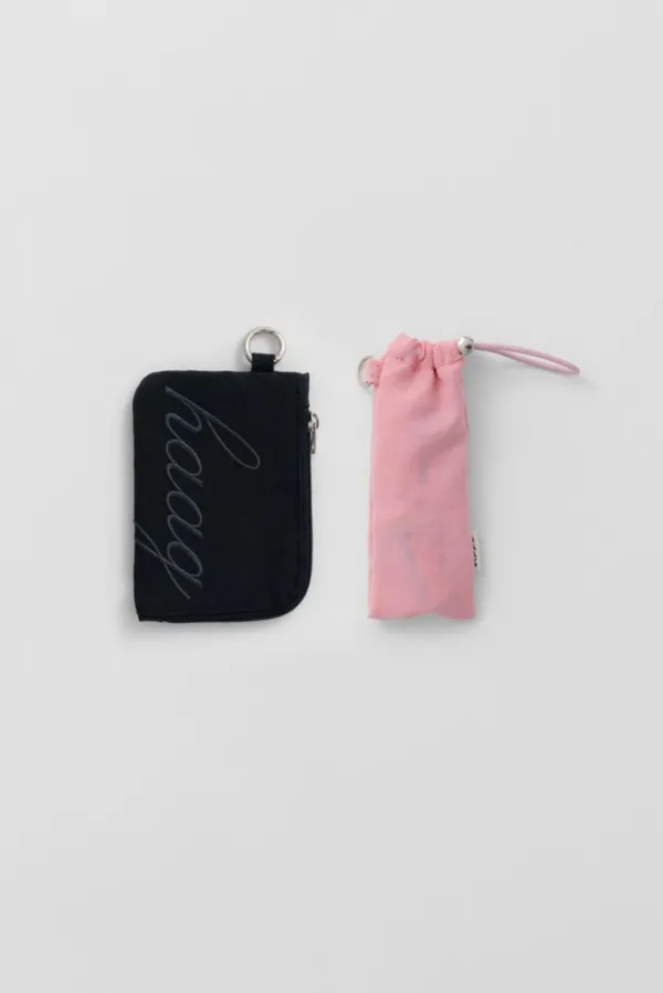 2nd) a tiny carry set (deep charcoal & light pink)