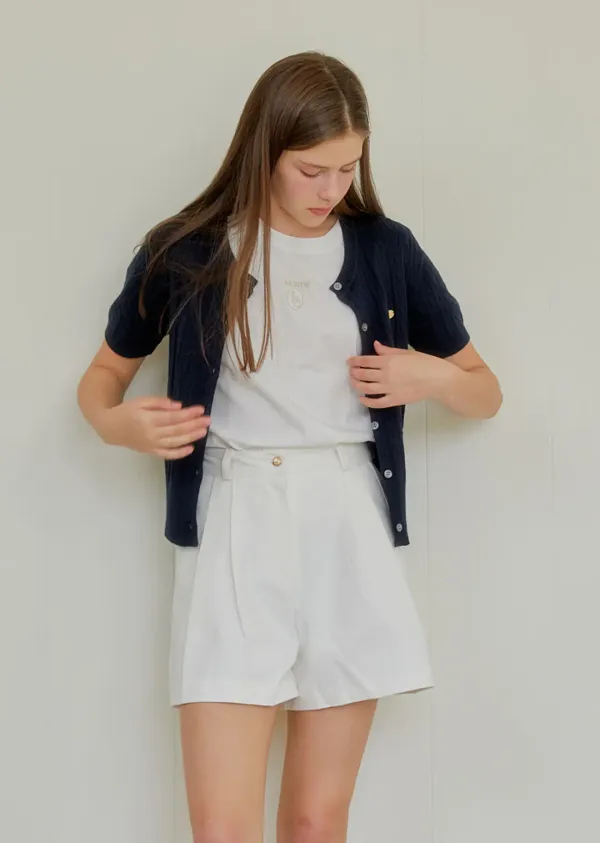 ANC GOLD BUTTON BERMUDA PANTS_IVORY