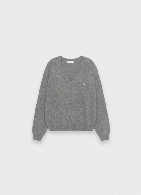 [4th] Mild cashmere v-neck knit - grey