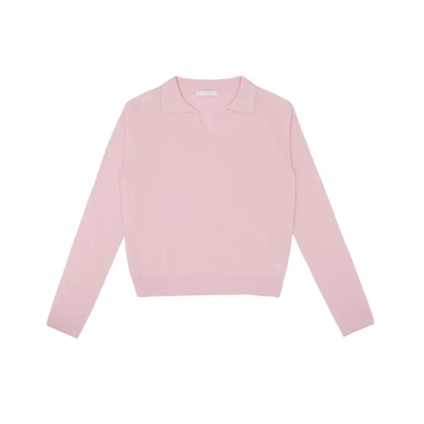Open Collar Knit Pullover (bubble pink)