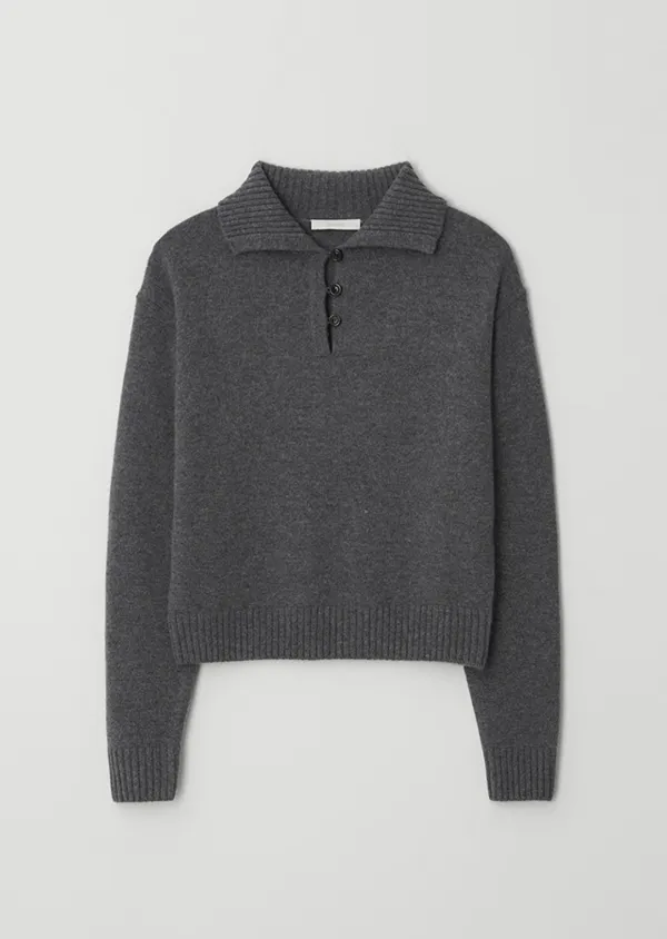 cashmere collar knit-gray
