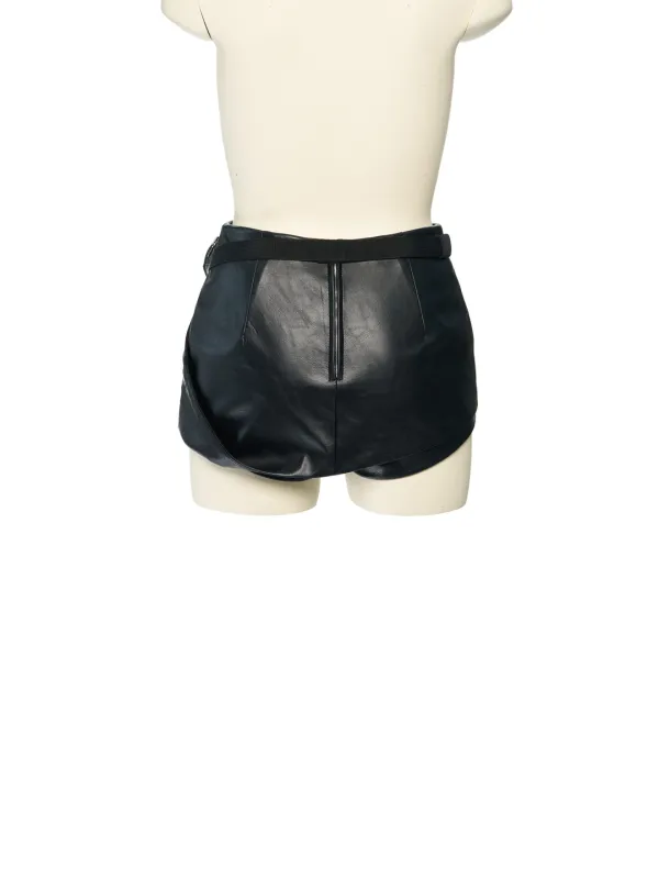 SS26 BLACK FAUX LEATHER BELT BAG MICRO SKORTS