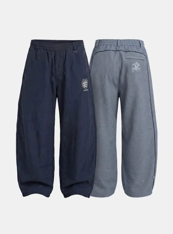 [w-pts26-049] Shield-M Reversible Track Pants - Navy Check