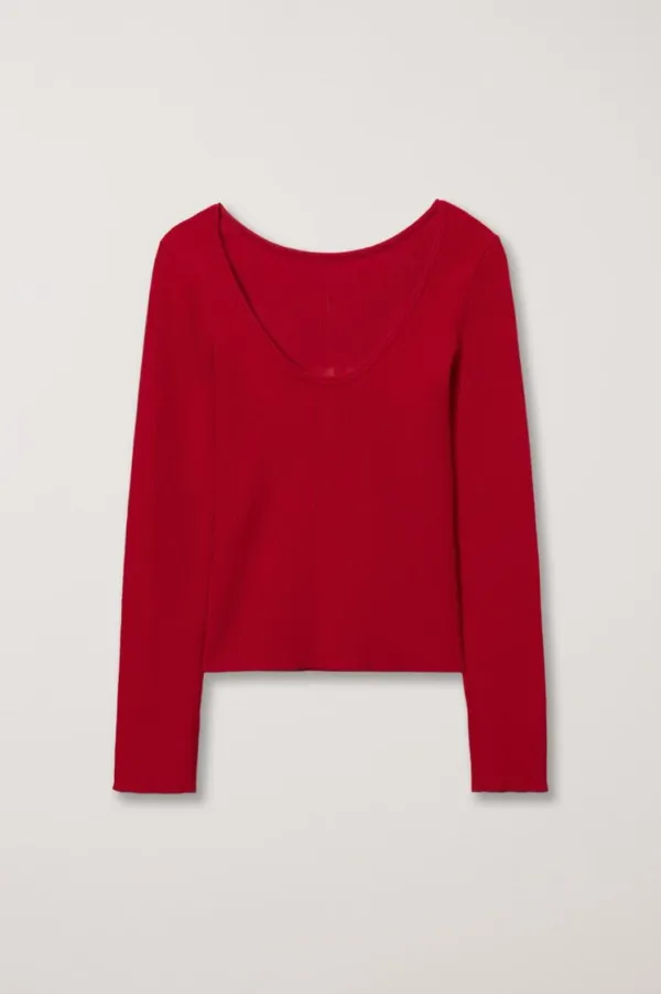 2-WAY SCOOP BACK KNIT TOP RED_UDSW5A203R2