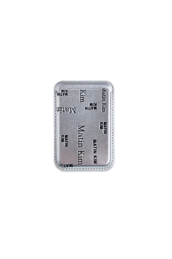 MATIN ALL-OVER LOGO MAGNETIC CARD WALLET IN SILVER