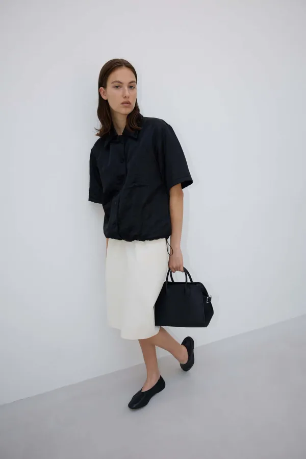 Curved midi skirt_ivory