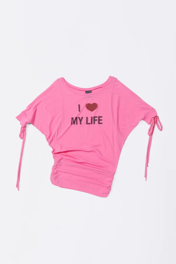 Tie Sleeve Tee Coral