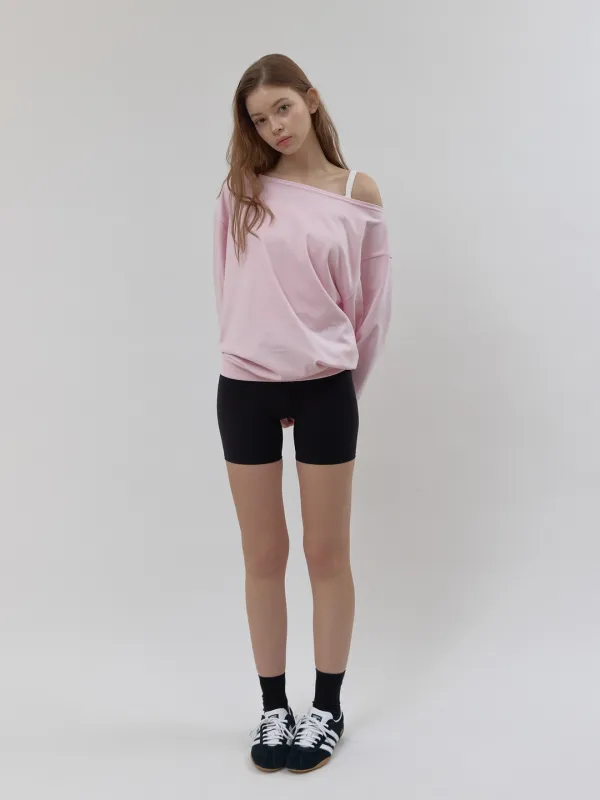 off - shoulder sweat top (baby pink)