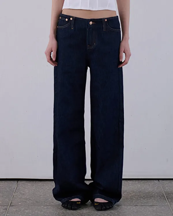 WAISTLESS DENIM PANTS - INDIGO