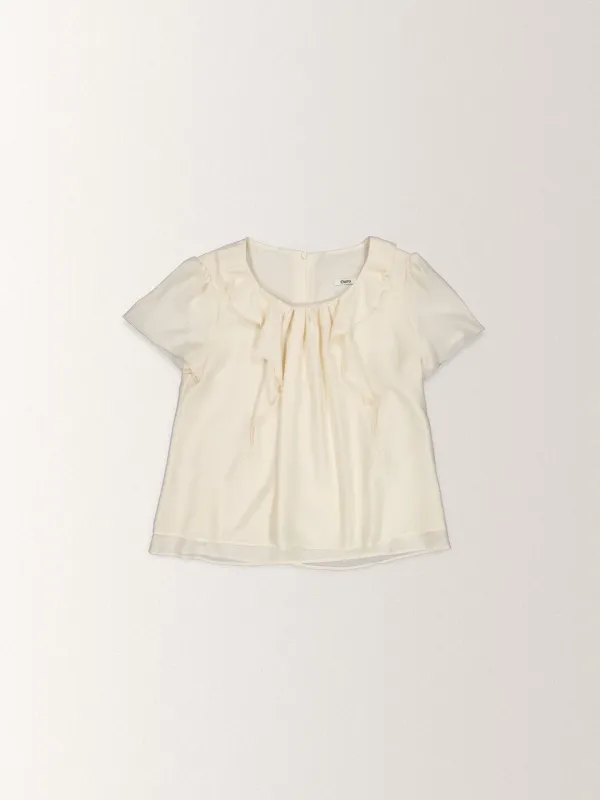 SHEER FRILL FLARE BLOUSE [ CREAM ]