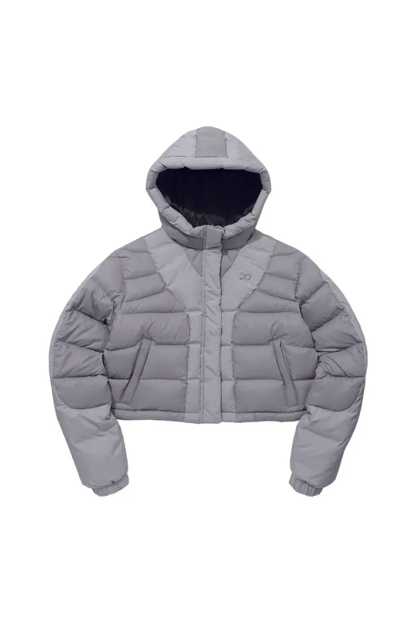 [UMB X LEEY] Logo Duck Short Down Jacket Grey