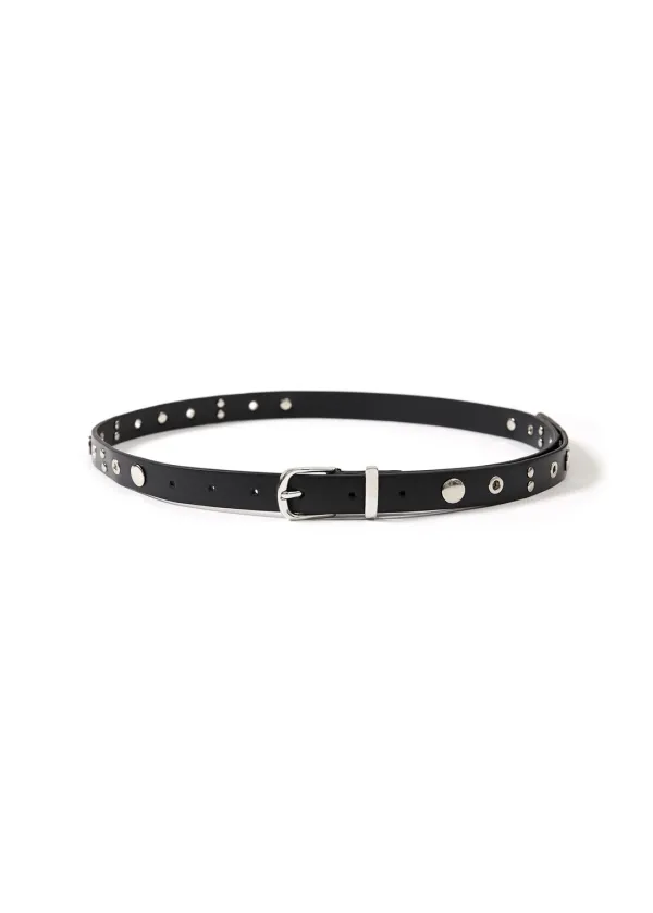 [2nd REORDER] NEW EYELET LEATHER BELT (BLACK)