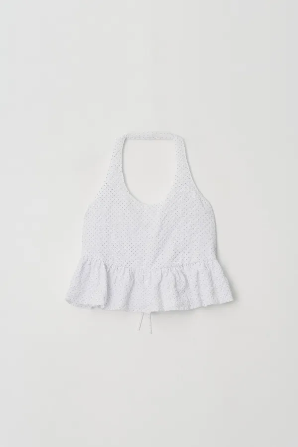 Halterneck Peplum Blouse (white)