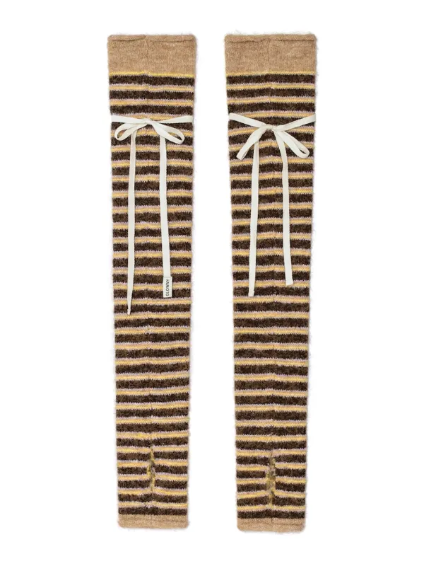 SUNDAE STRIPE KNIT WARMER (BROWN)