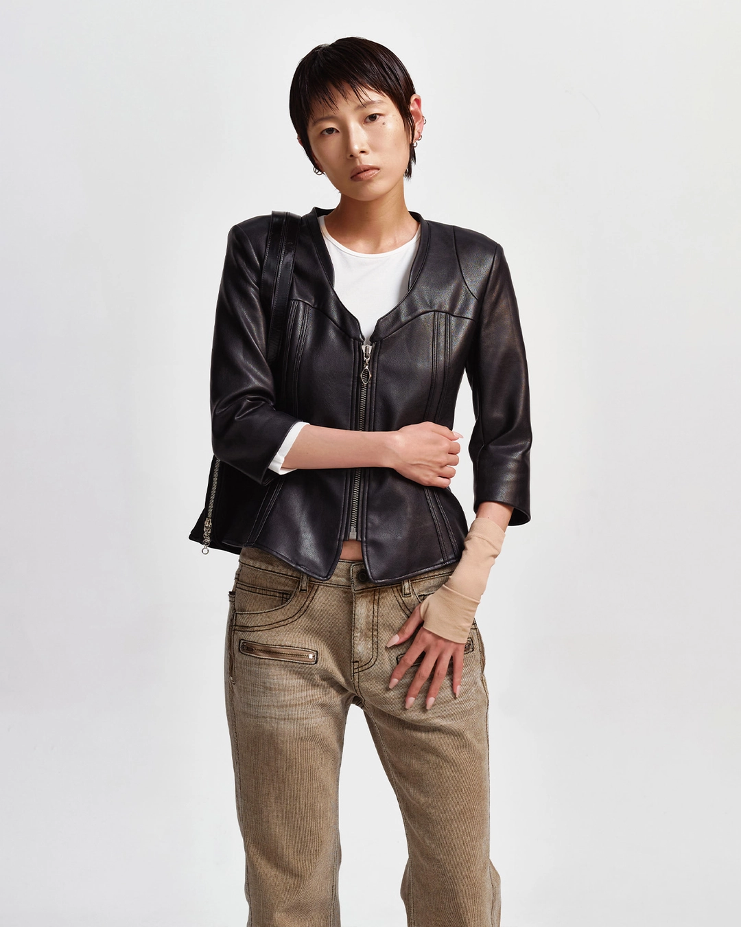 미스치프 CURVED RACE JACKET_BLACK 상품 이미지 1
