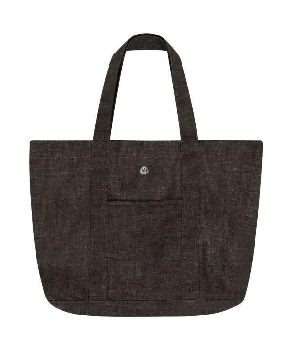 REVERSIBLE CHECK DENIM BAG BROWN