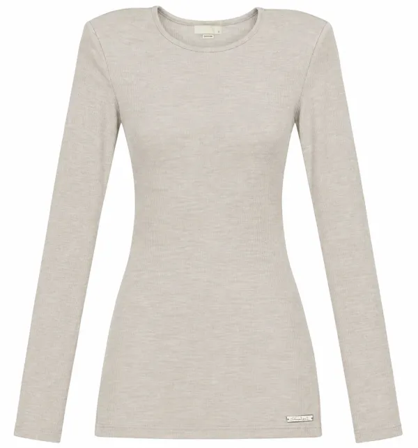 Shoulder padded mini dress (Beige) - bonnae