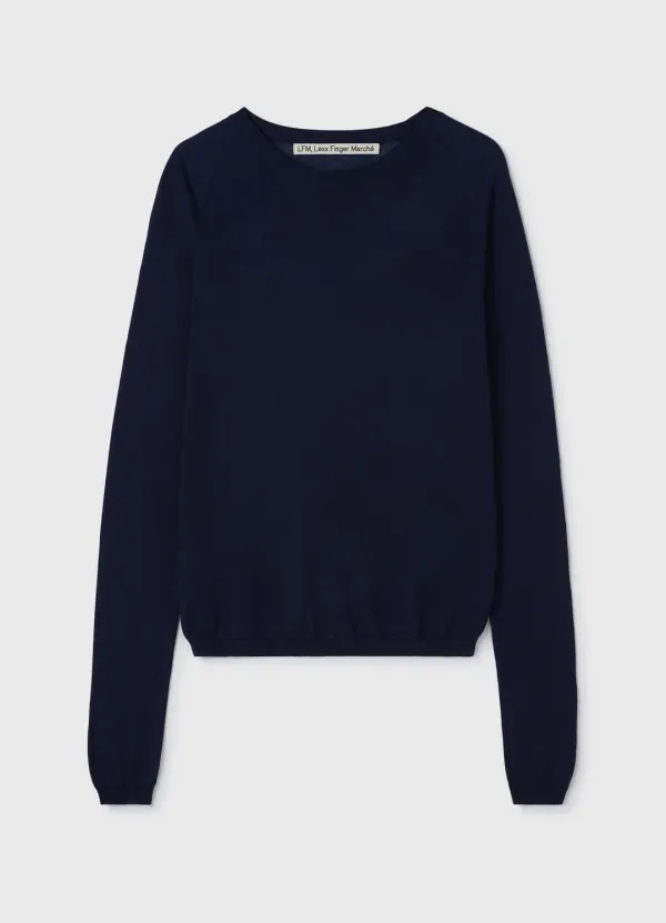 Bound Neck Knit / Navy