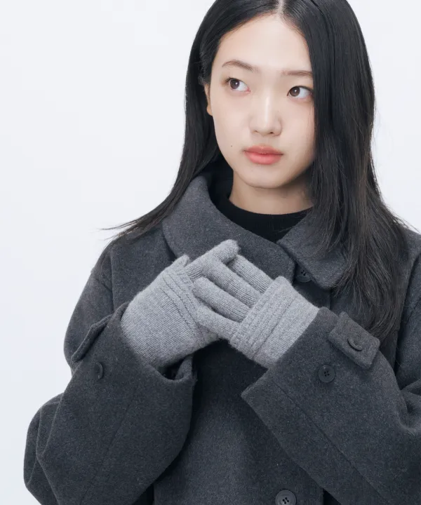 [10월 19일 발매] Button knit hand warmer SET CHARCOAL
