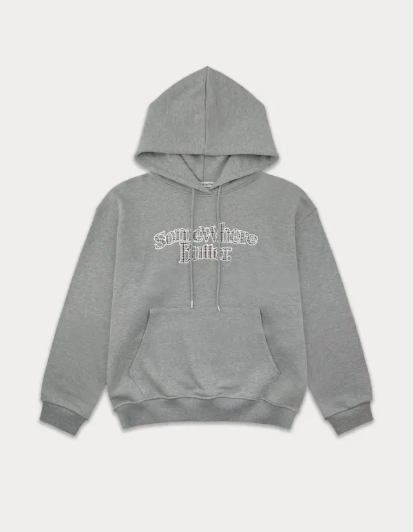 Check Wave Logo Hoodie - Grey