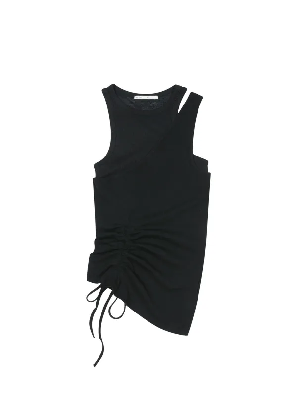 [3RD] OFFSET WAFFLE TOP, BLACK