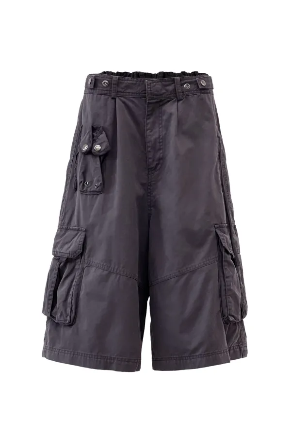 WASHING CARGO HALF PANTS (UNISEX) CHACOAL