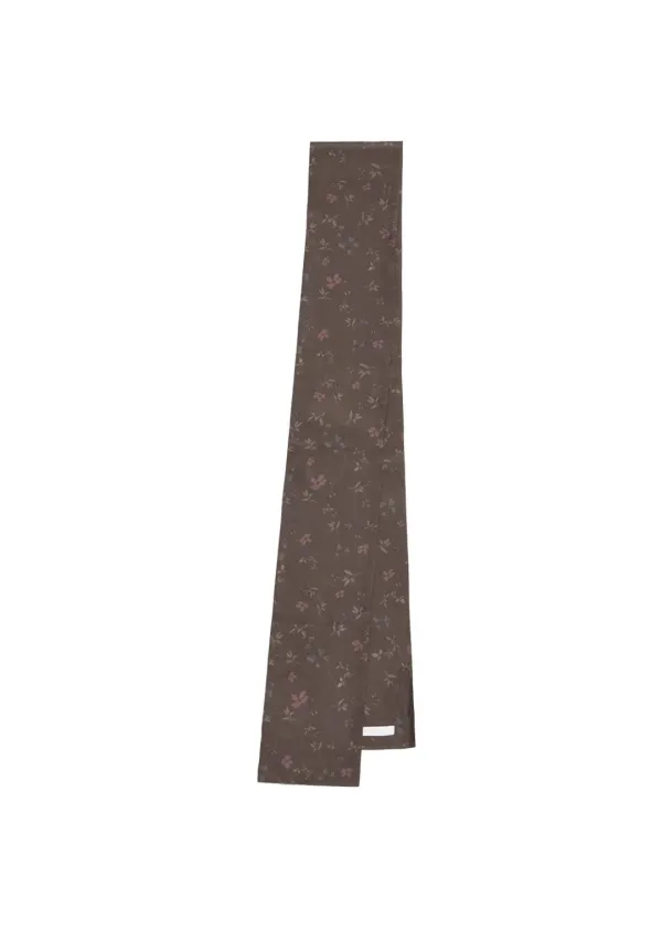 Silk floral scarf, Brown