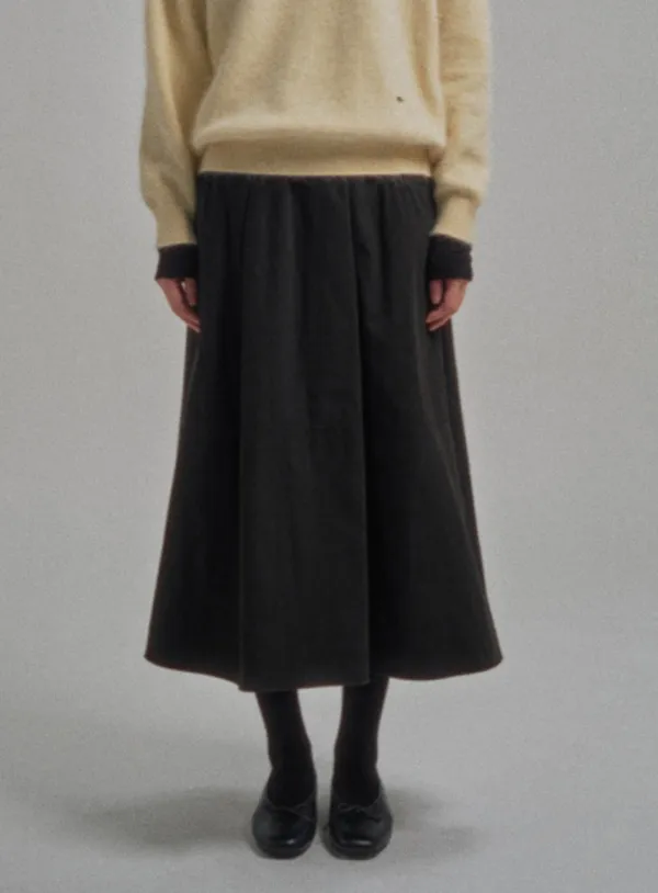 MIYU SHIRRING SKIRT_BLACK