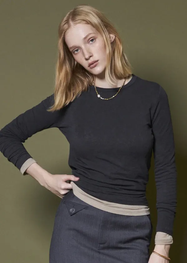 MODAL LONG SLEEVE T-SHIRT_CHARCOAL
