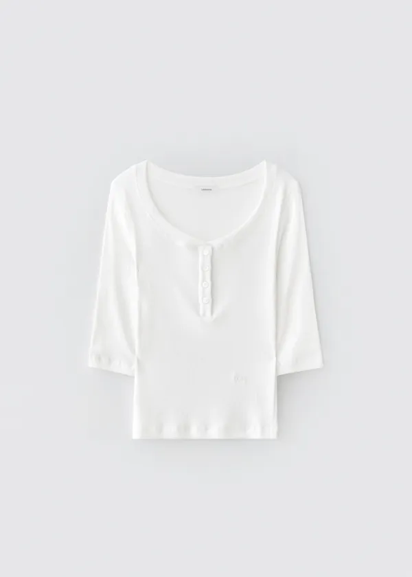 Kaylee 3/4 henry neck tee (white)