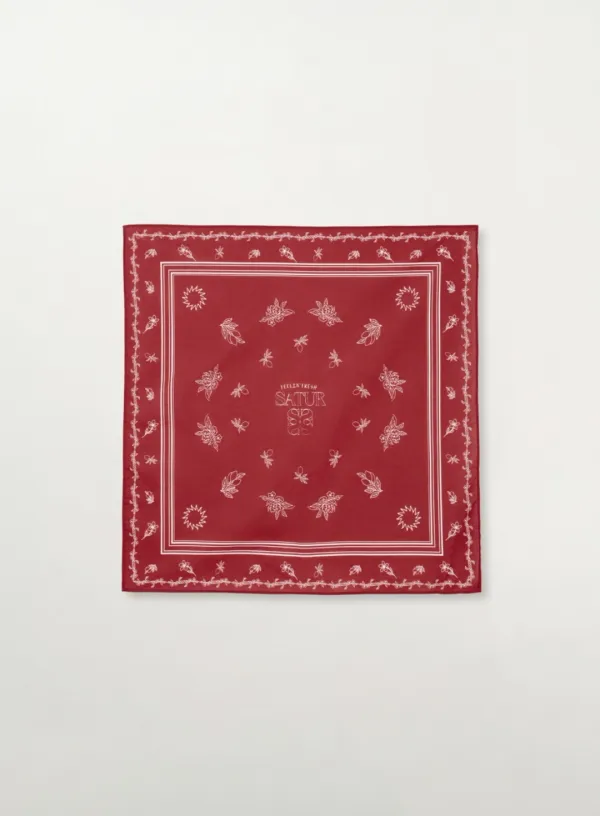 Graphic Cotton Scarf - Red