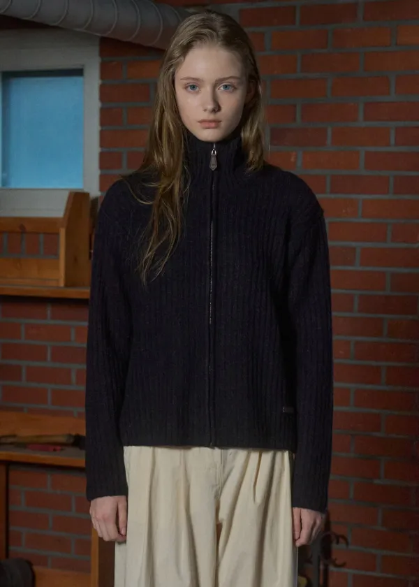 Grinch pola zip-up knit (navy)