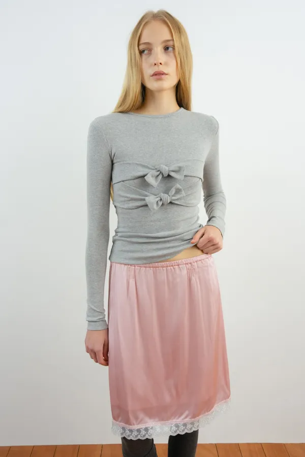 Lace Midi Skirt (Pink)