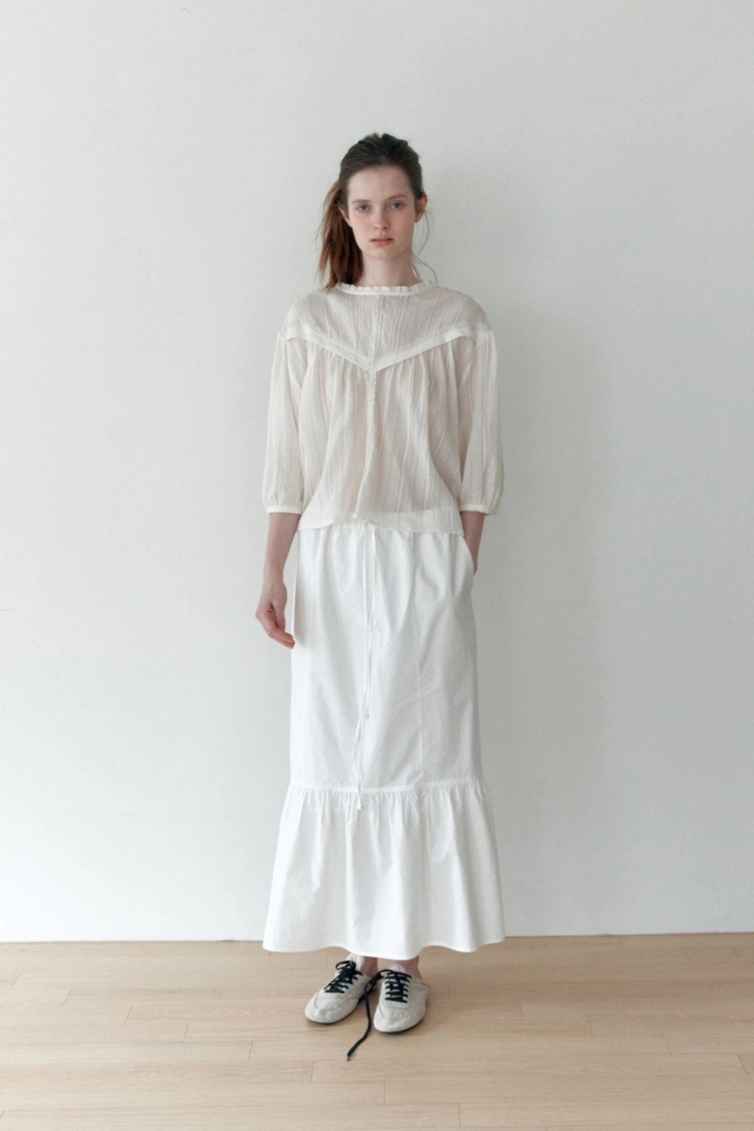 더릴 [3rd] Trim White Long Skirt 상품 이미지 1