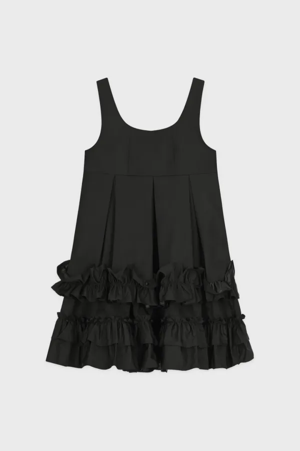 [지유 착용] Frill Sleeveless Dress (Black)
