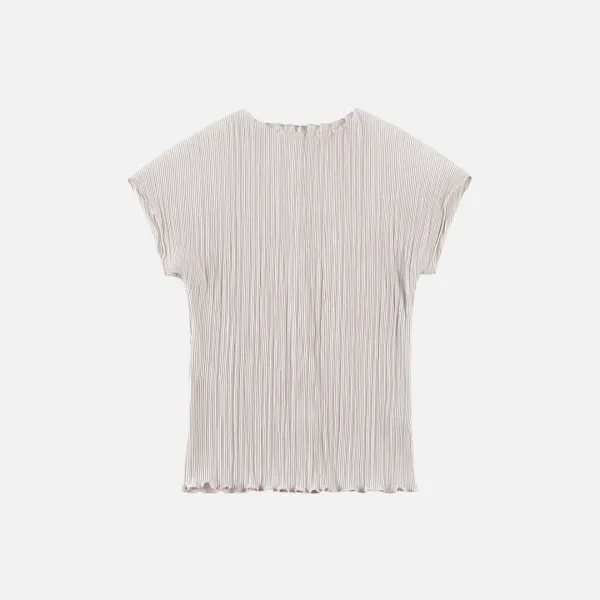 [6/2 예약발송] SITP5272 반팔 버튼 플리츠 탑_Light gray