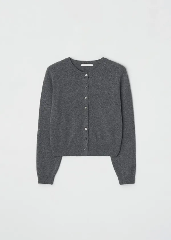 [20%] cashmere round knit cardigan-melange